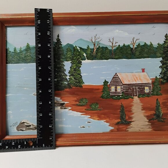 Original Landscape Oil Painting, Lake Cabin Cottage Signed 2009 Framed 17x12 Art - Picture 5 of 7